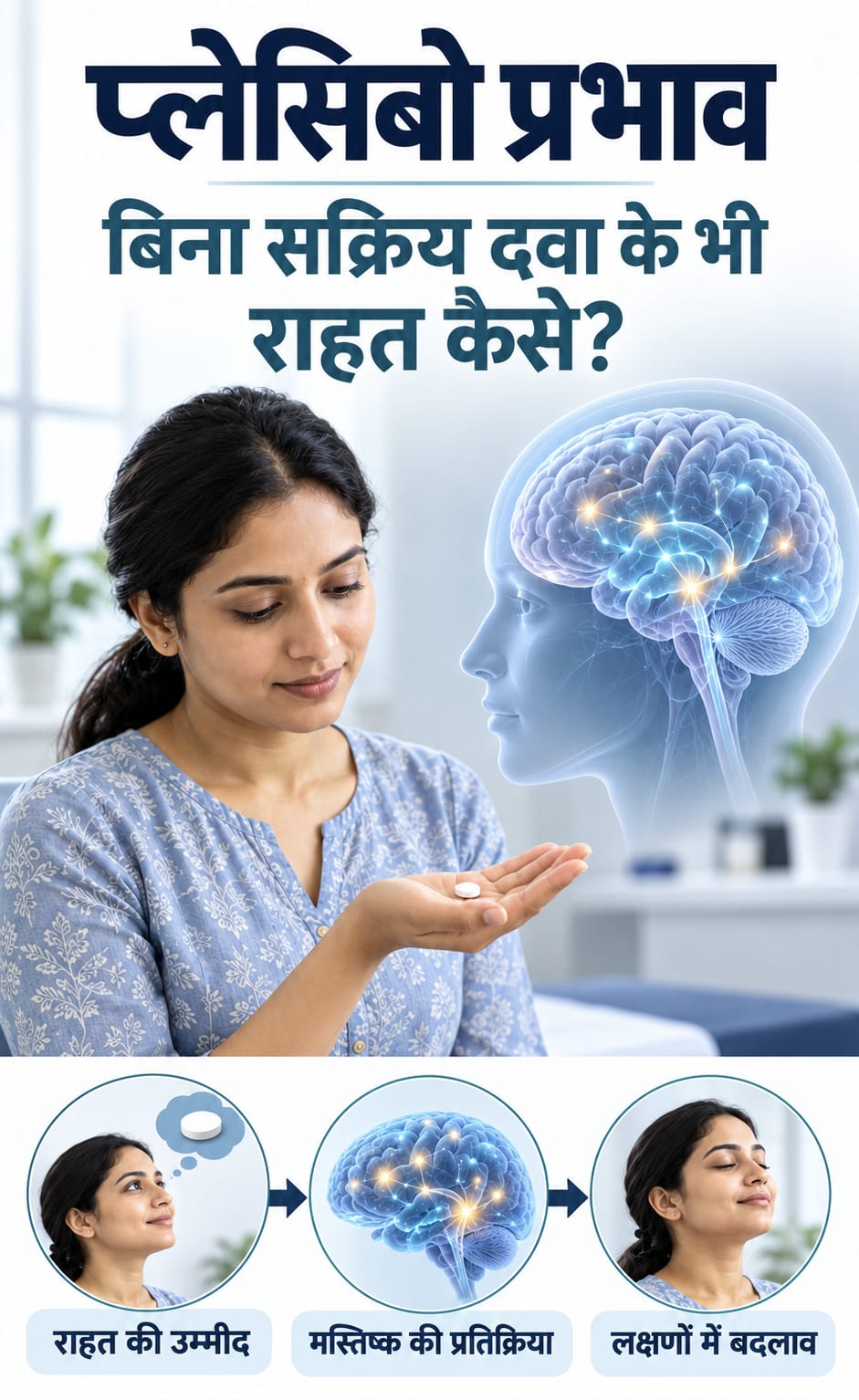 प्लेसीबो प्रभाव, उम्मीद और मस्तिष्क की प्रतिक्रिया का चित्र
